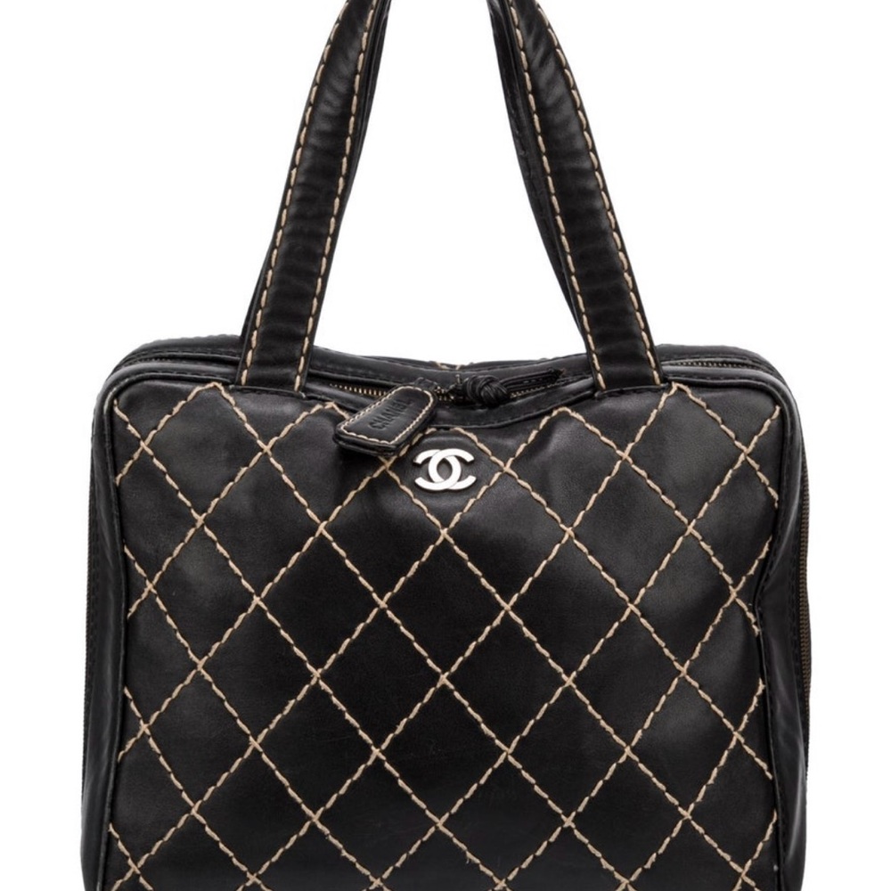 Chanel Black and Tan Quilted Shoulder Bag
